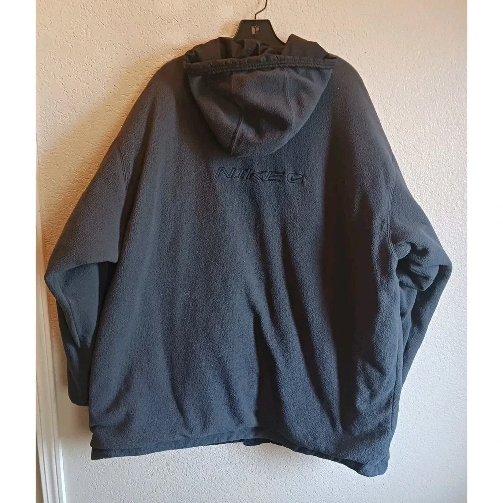 Vintage Nike Puffer Coat Reversible Fleece Parka Jacket Men's 2XL Y2K Gray Tag